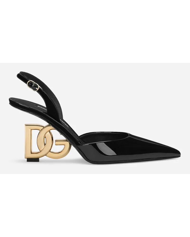 Dolce & Gabbana Slingback aus Lackleder Schwarz