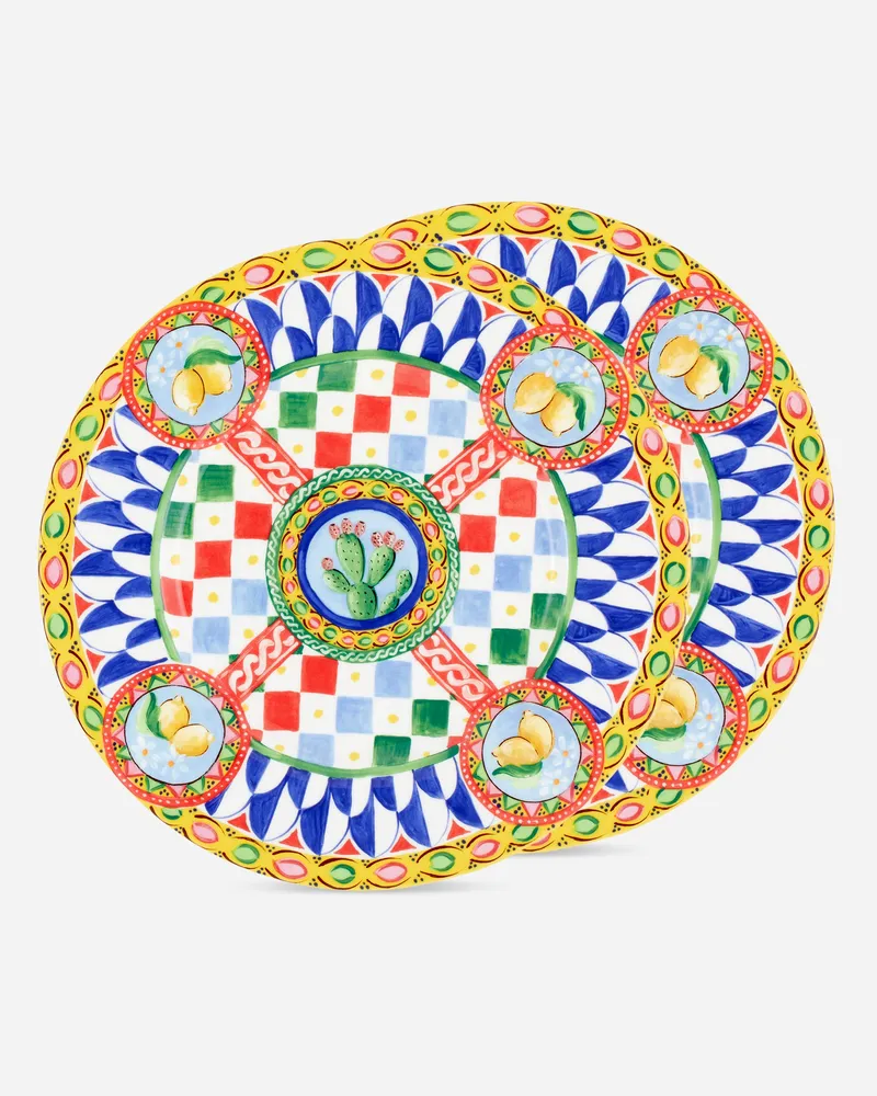 Dolce & Gabbana Set 2 Dinner Plates In Fine Porcelain - Flache Teller Mehrfarbig Mehrfarbig