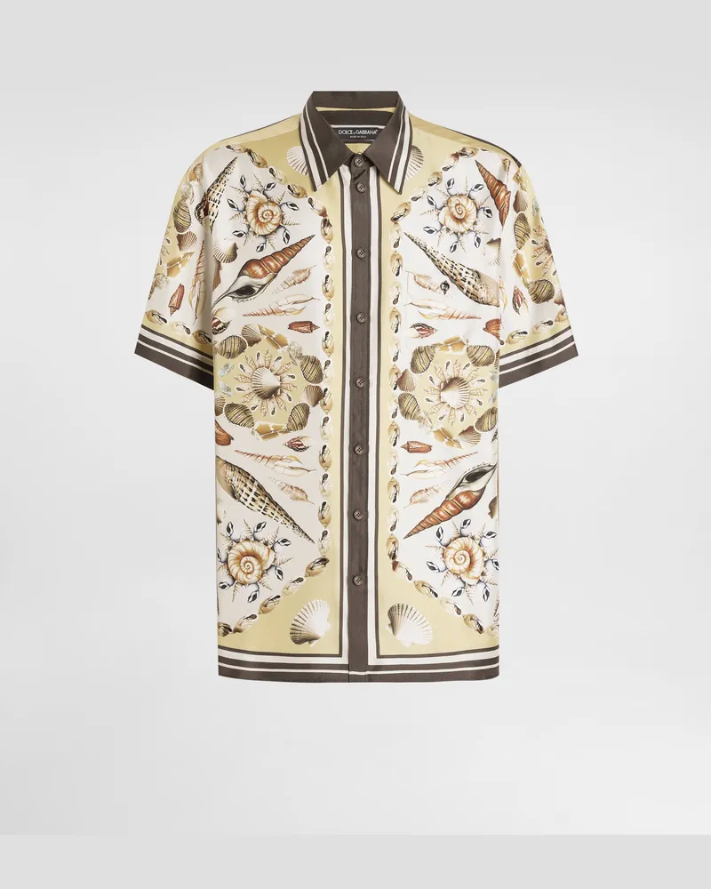 Dolce & Gabbana Printed Hawaii Silk Twill Shirt - Mann Hemden Multicolor Multicolor