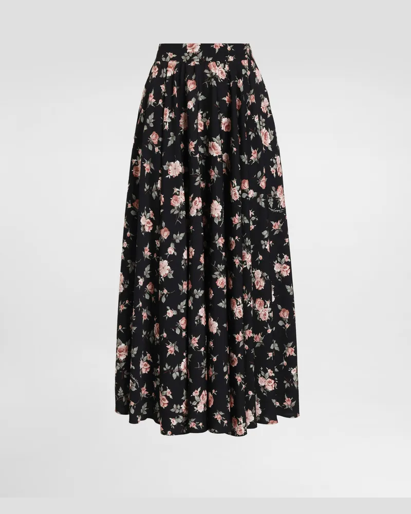 Dolce & Gabbana Tellerrock Aus Charmeuse Mit Vintage-rosen-print - Frau Röcke Mehrfarbig Mehrfarbig