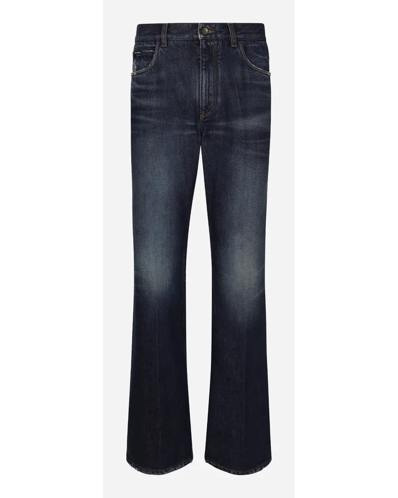 Dolce & Gabbana Schlagjeans aus blauem Denim Blau