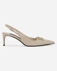 Dolce & Gabbana Slingback aus glänzendem Kalbsleder Beige