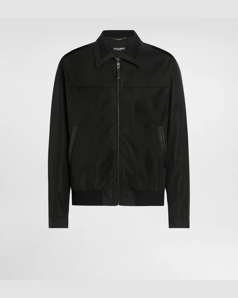 Dolce & Gabbana Bomberjacke Aus Leinwandgewebe Mit Plakette - Mann Mäntel Und Jacken Schwarz Schwarz