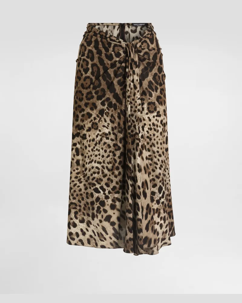 Dolce & Gabbana Rock Aus Viskosejersey Mit Leo-print - Frau Röcke Animalprint Print