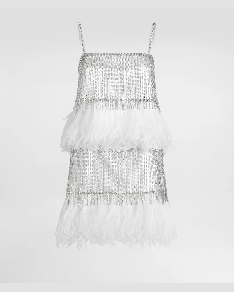 Dolce & Gabbana Satin Dress With Feathers - Frau Kleider Kristall Crystal