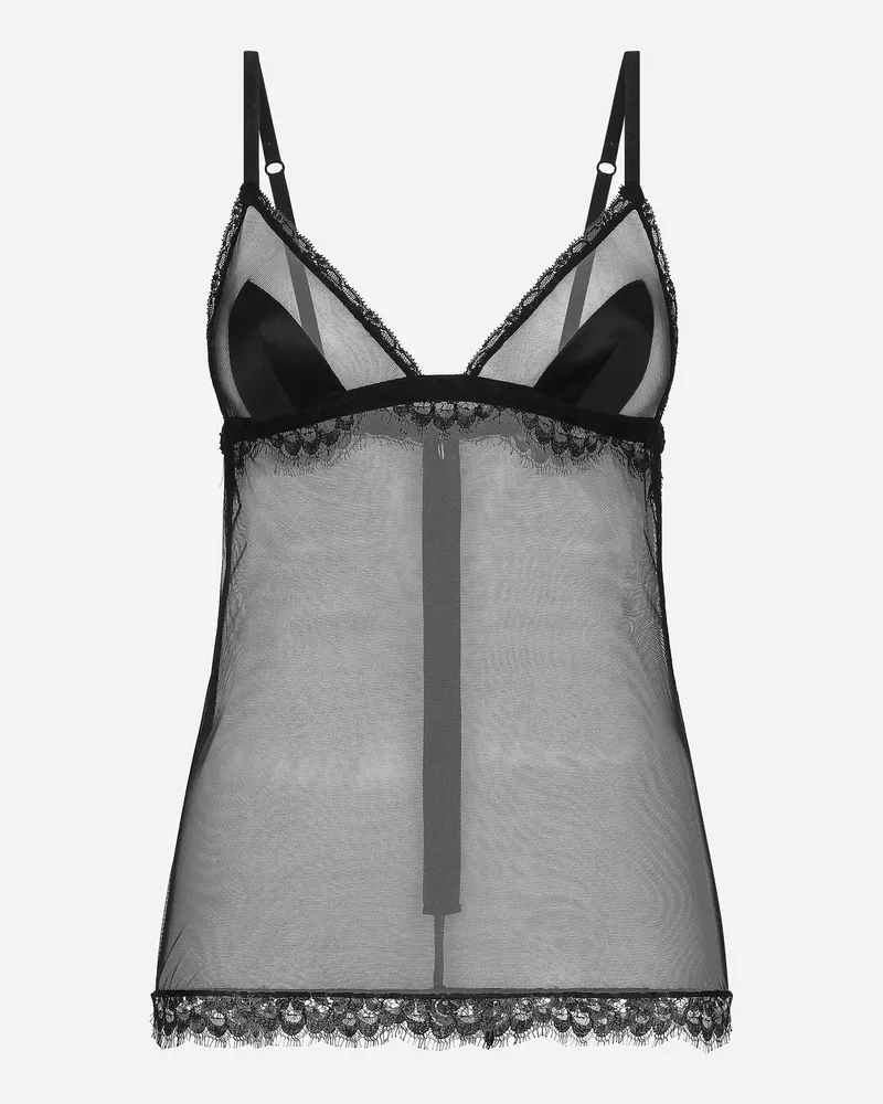 Dolce & Gabbana Dessous-top Aus Tüll Und Spitze - Frau Unterwäsche Schwarz Spitze Schwarz