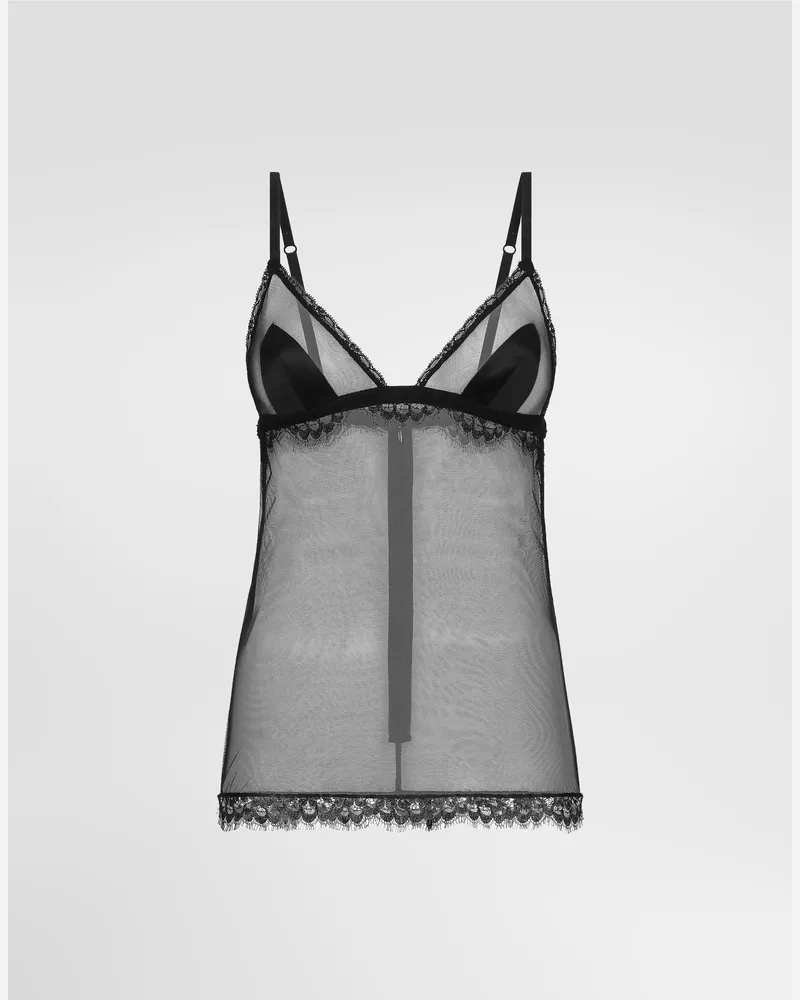 Dolce & Gabbana Dessous-top Aus Tüll Und Spitze - Frau Unterwäsche Schwarz Spitze Schwarz