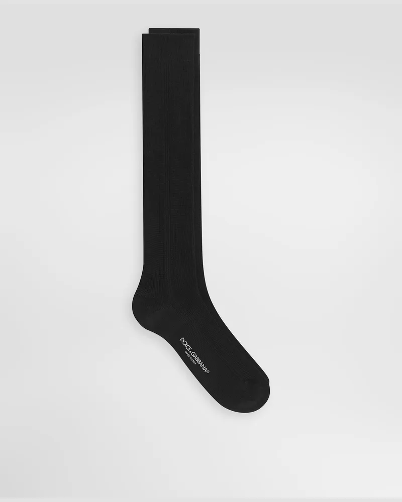 Dolce & Gabbana Rippkniestrümpfe - Mann Socken Schwarz Schwarz