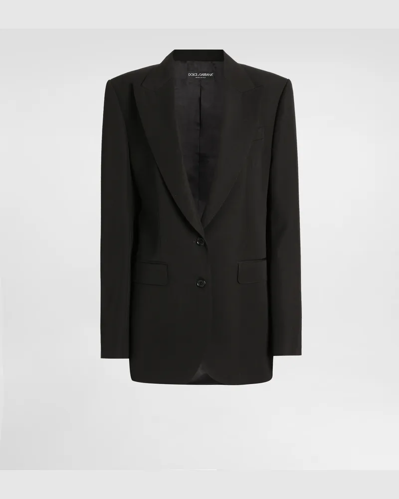 Dolce & Gabbana Wool Gabardine Jacket - Frau Blazer Schwarz Schwarz