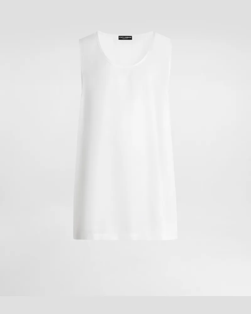 Dolce & Gabbana Tanktop Aus Seidentwill - Mann T-shirts Und Polos Wei Weiss
