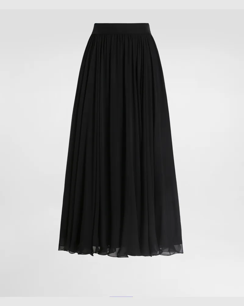 Dolce & Gabbana Tellerrock Aus Chiffon Mit Hohem Bund - Frau Röcke Schwarz Seide Schwarz