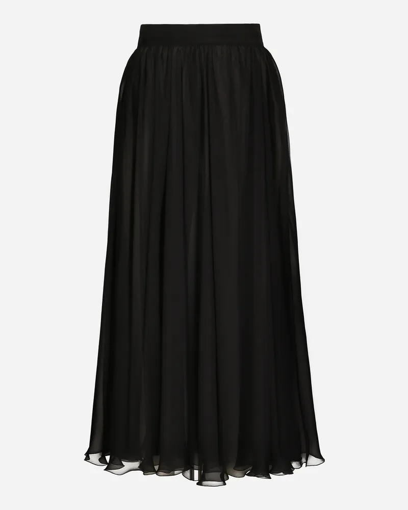Dolce & Gabbana Tellerrock Aus Chiffon Mit Hohem Bund - Frau Röcke Schwarz Seide Schwarz
