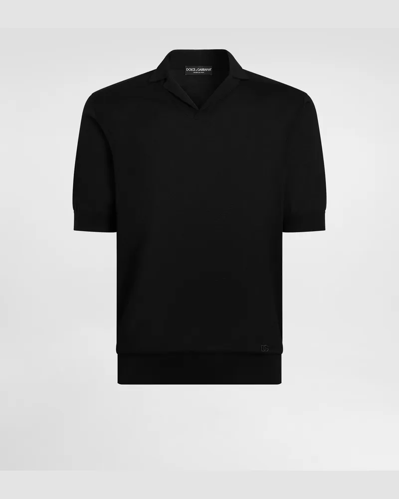 Dolce & Gabbana Polohemd Aus Seidenstrick - Mann Strickwaren Schwarz Schwarz