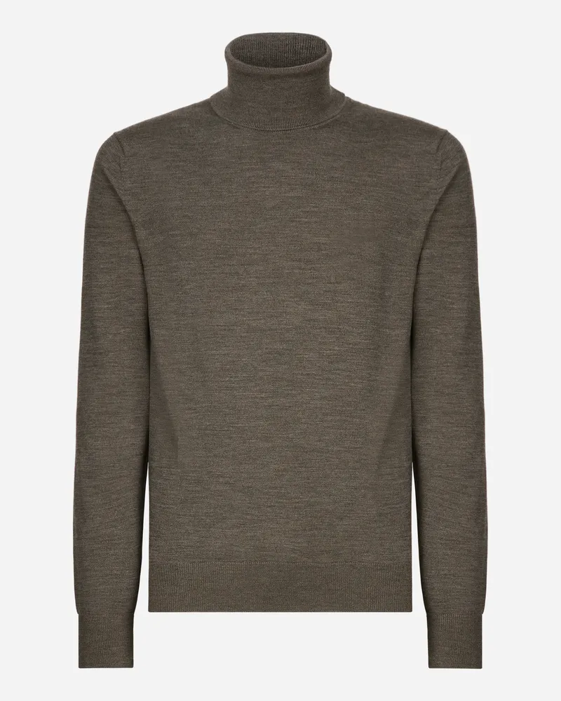 Dolce & Gabbana Rollkragenpullover Aus Feinstem Kaschmir - Mann Strickwaren Grau Kaschmir Grau