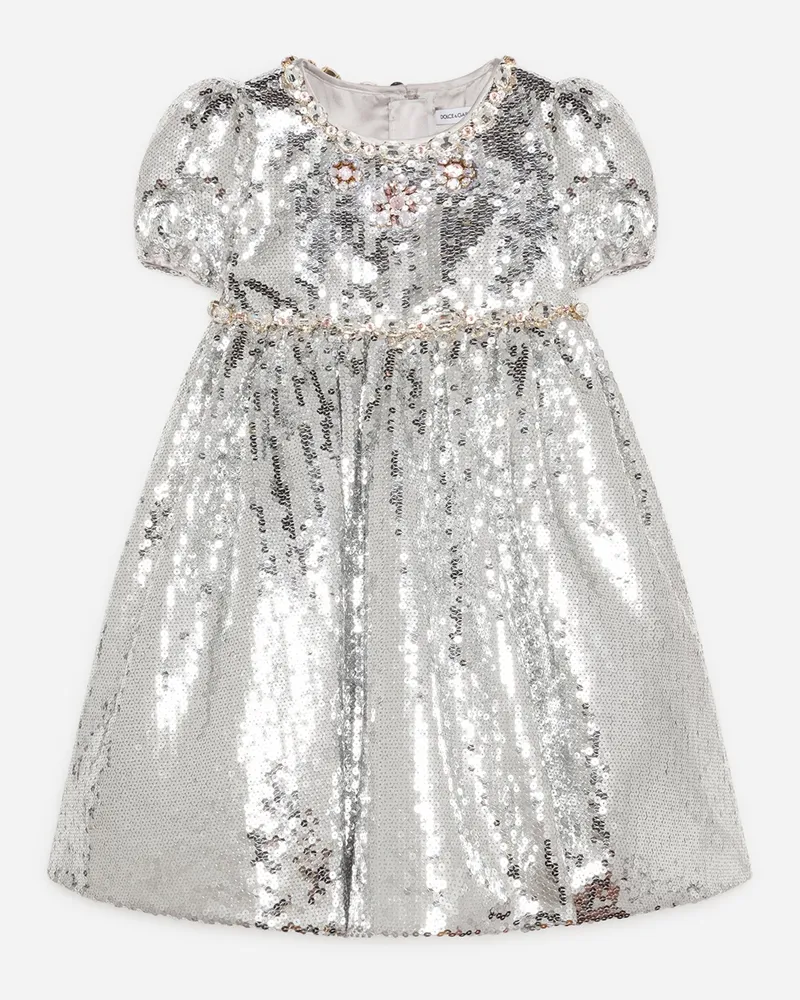 Dolce & Gabbana Pailletten-kleid Mit Schmuck-verzierung - Frau Silber Silber