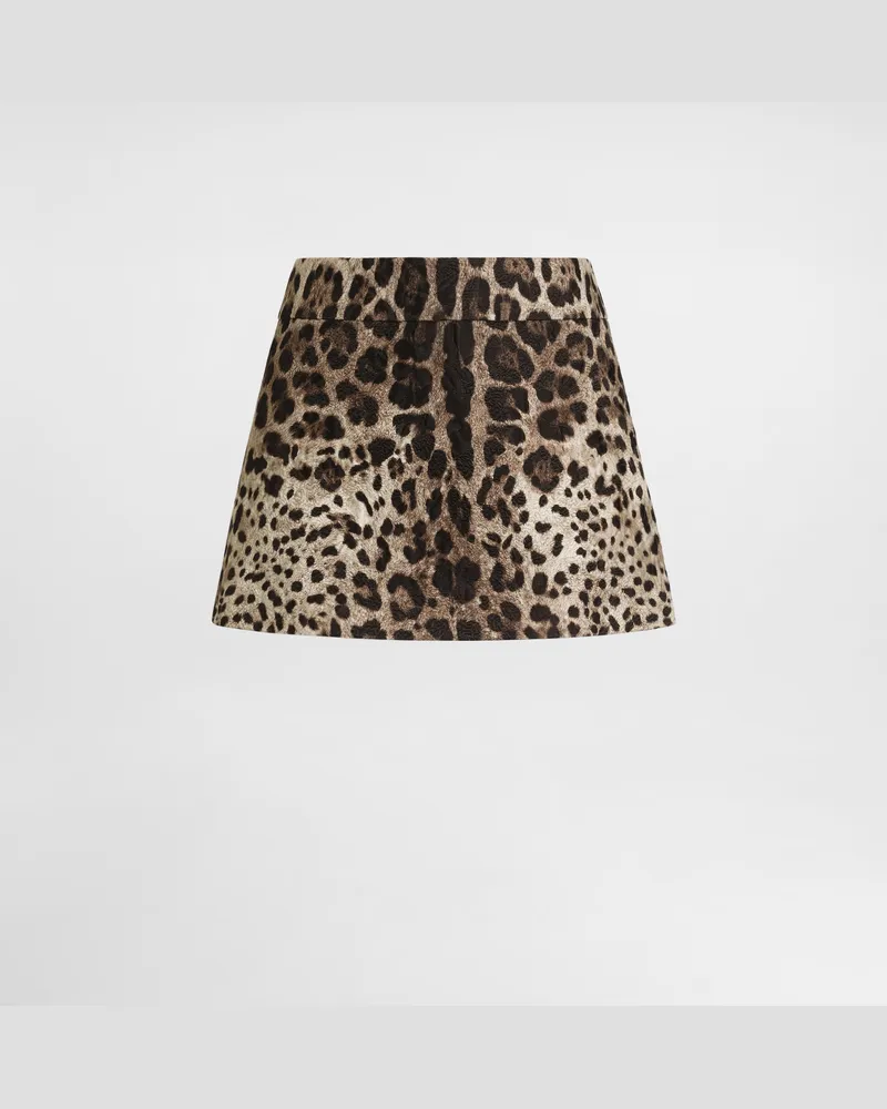 Dolce & Gabbana Minirock Aus Brokat Mit Leopardenprint - Frau Röcke Animalprint Print