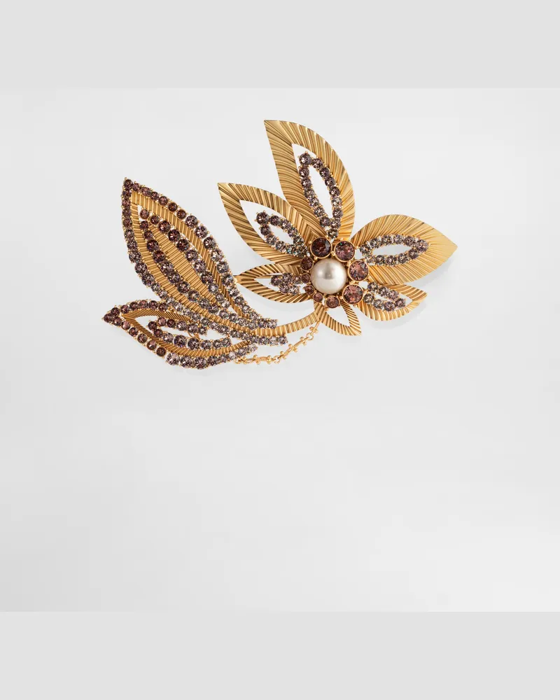 Dolce & Gabbana Maxi Flower Brooch With Rhinestones - Mann Bijoux Gold Metall Gold