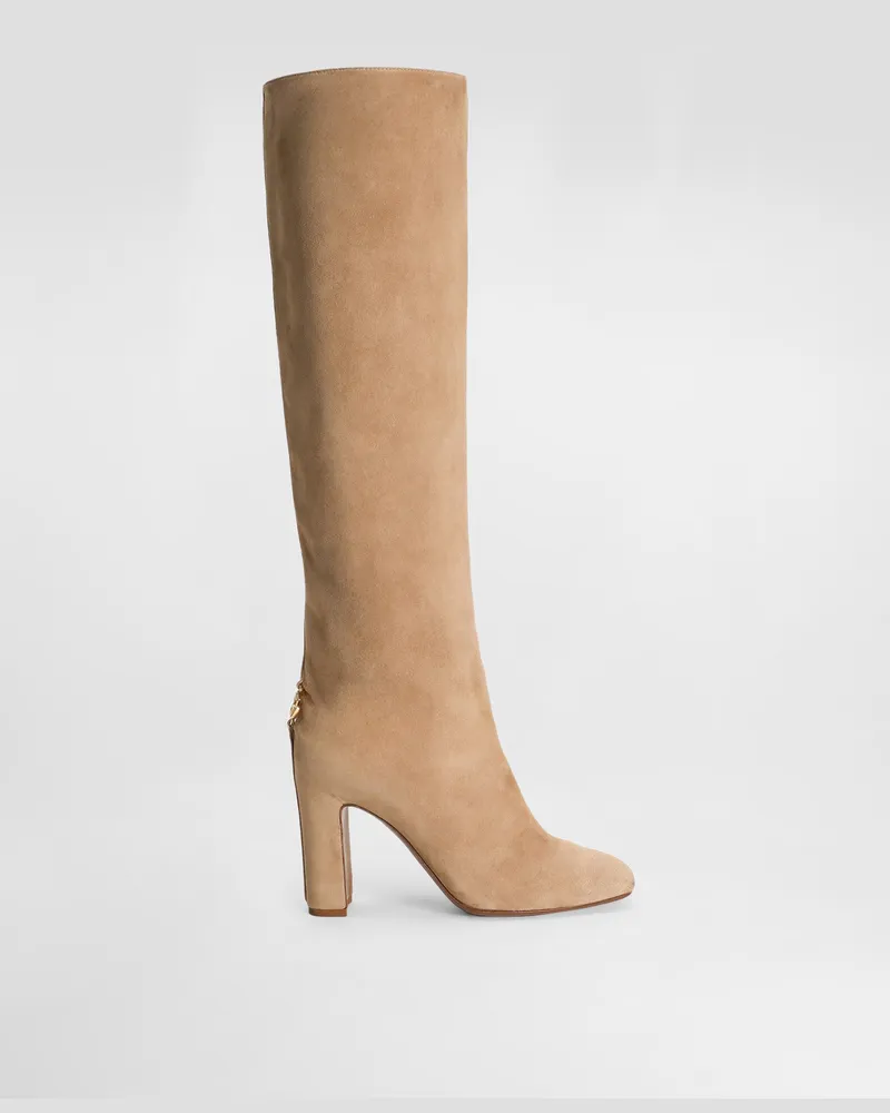 Dolce & Gabbana Stiefel Aus Veloursleder - Frau Stiefel Und Siefeletten Taubengrau Taubengrau
