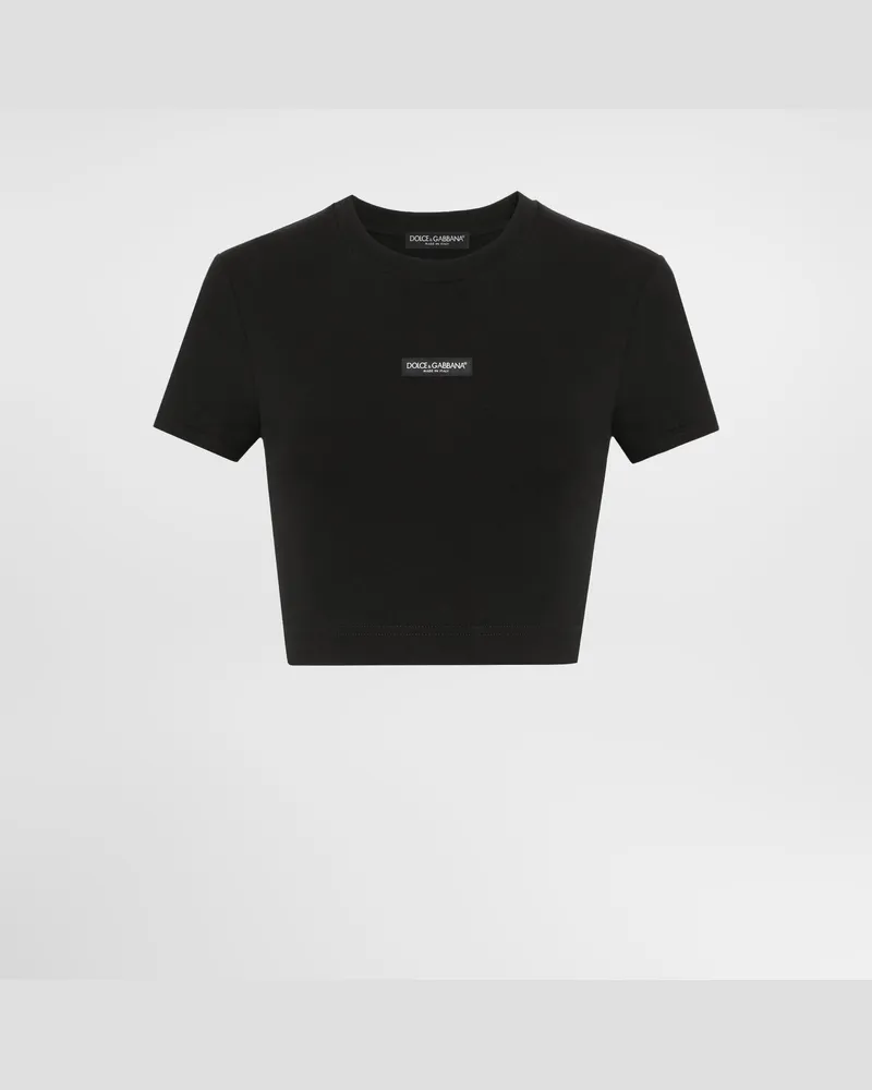 Dolce & Gabbana T-shirt Aus Jersey Mit Logo - Frau Collection Schwarz Black