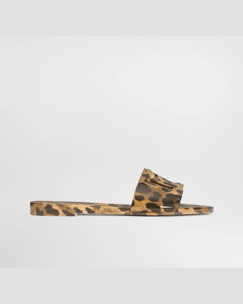 Dolce & Gabbana Beachwear-slides Aus Gummi In Leo-print - Frau Pantoletten Und Mules Animalprint Drucken