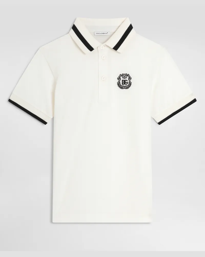 Dolce & Gabbana Poloshirt Aus Piqué Mit Logo - Mann Collection Wei Weiss