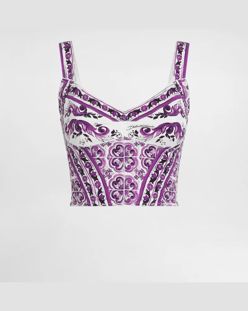 Dolce & Gabbana Majolica-print Charmeuse Bustier Top - Frau Blusen Und Tops Multicolor Seide Multicolor