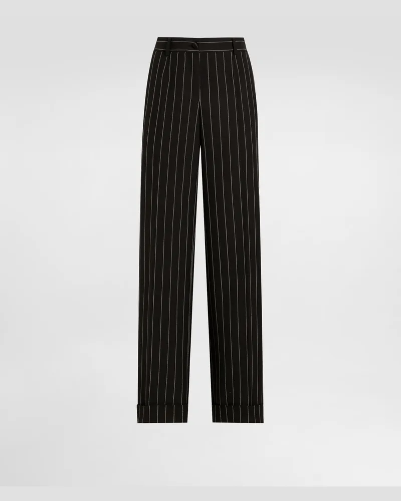 Dolce & Gabbana Nadelstreifenhose Mit Geradem Bein Aus Wolle Mit Aufschlag - Frau Hosen Und Shorts #n/d Mehrfarbig