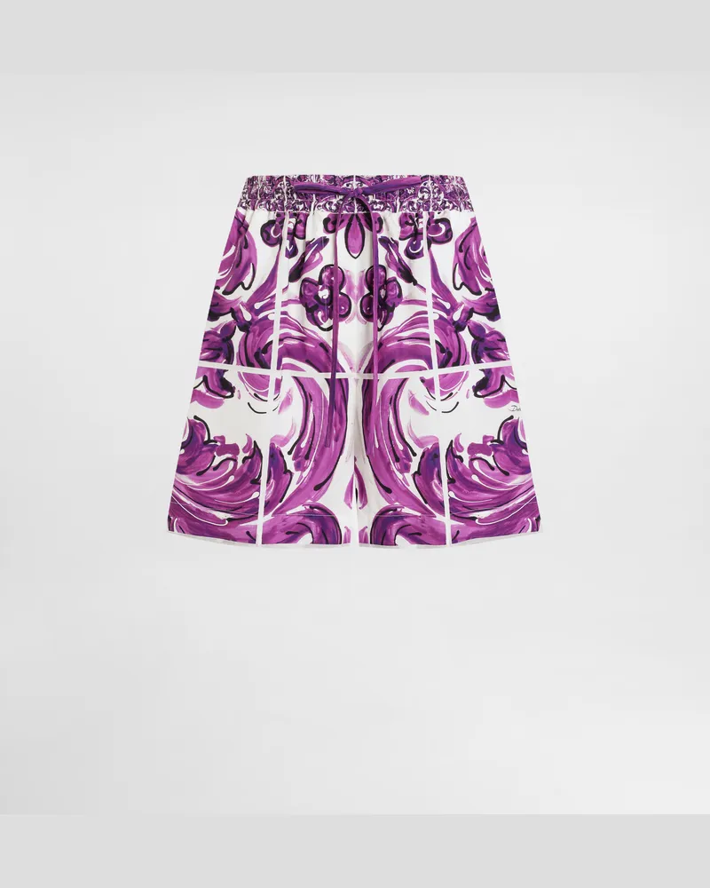 Dolce & Gabbana Majolica-print Poplin Shorts - Frau Hosen Und Shorts Multicolor Multicolor