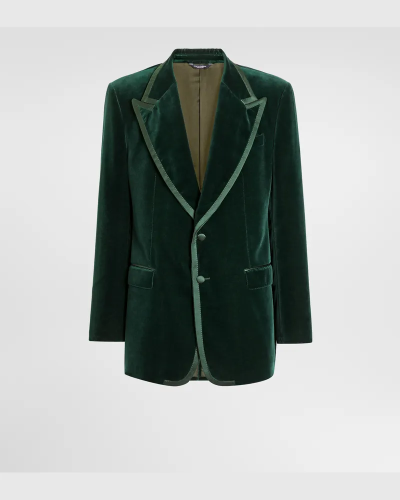 Dolce & Gabbana Einreihige Smokingjacke Aus Samt - Mann Anzüge Und Blazer Grün Grün