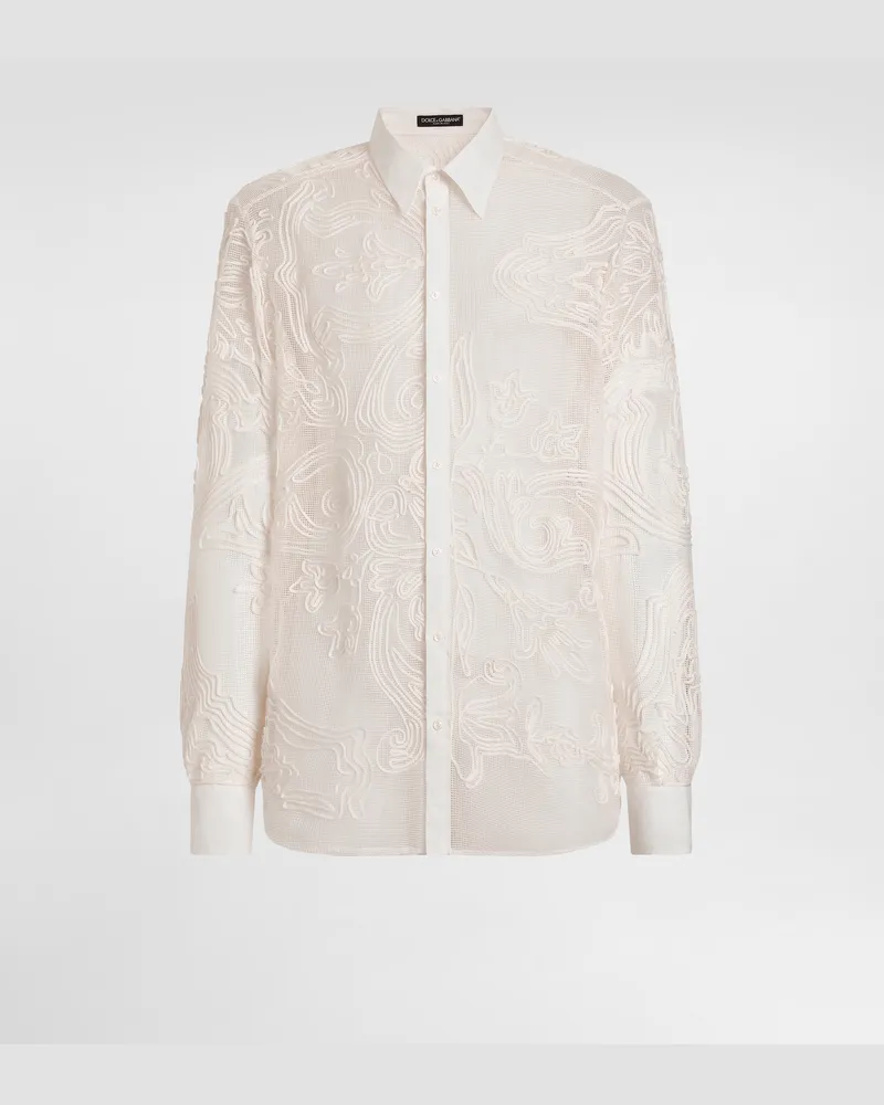 Dolce & Gabbana Hemd Martini Aus Besticktem Leinen - Mann Hemden Mehrfarbig Multicolor