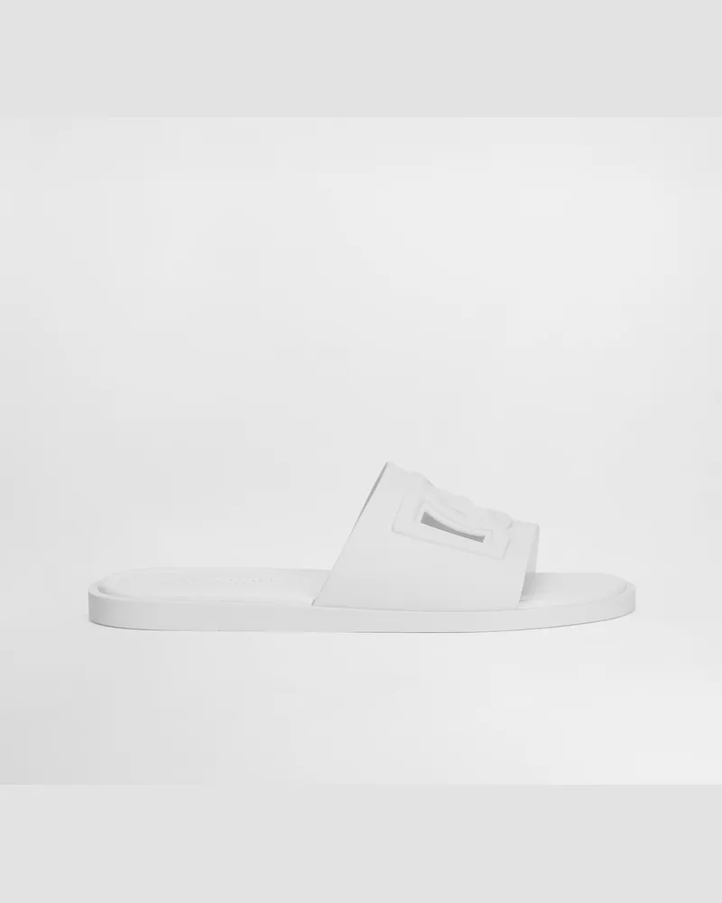 Dolce & Gabbana Badepantolette Aus Gummi - Mann Sandalen Und Slides Weiss Gummi Weiss