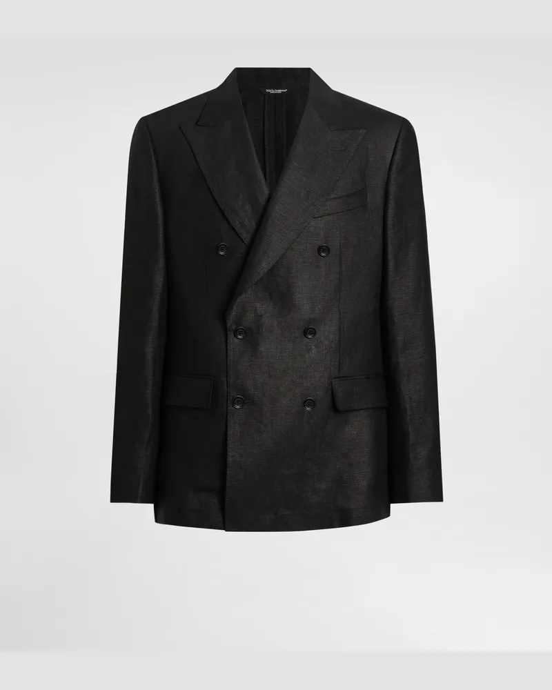 Dolce & Gabbana Zweireihige Jacke Aus Leinenstoff - Mann Anzüge Und Blazer Schwarz Schwarz