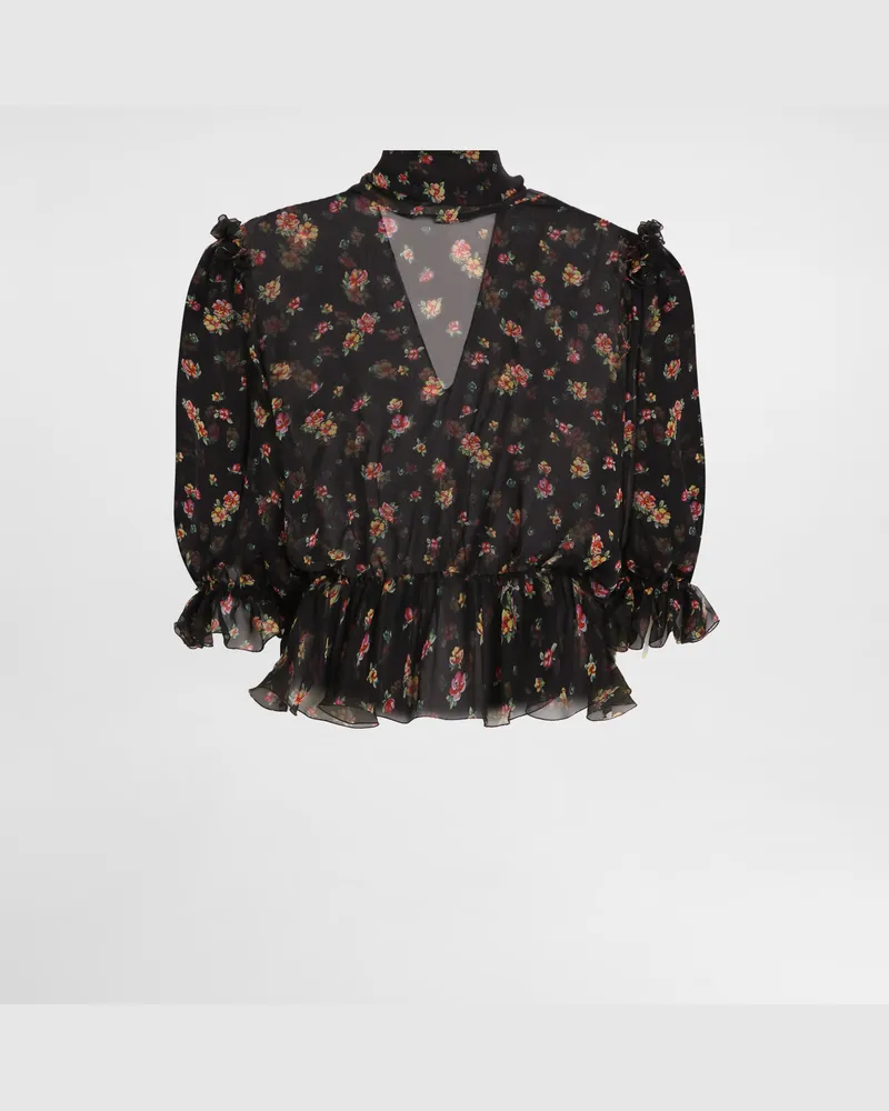 Dolce & Gabbana Oberteil Aus Chiffon Mit Blümchen-print - Frau Blusen Und Tops Mehrfarbig Mehrfarbig