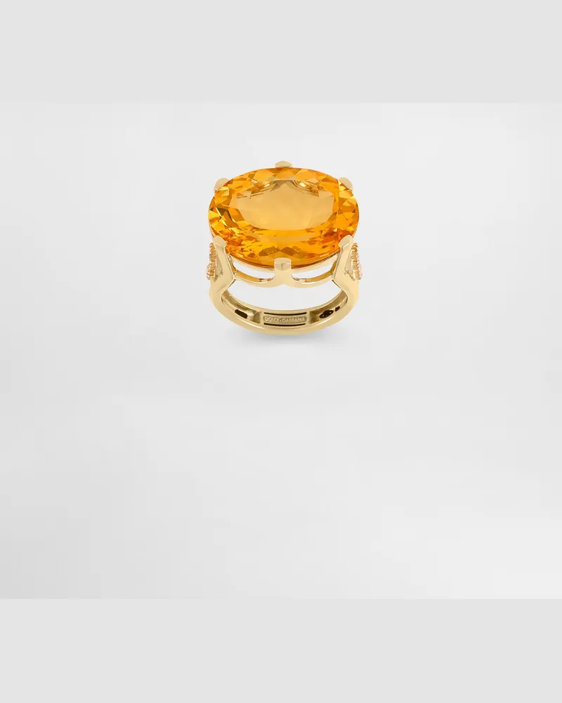 Dolce & Gabbana Anna Ring In 18-carat Yellow Gold With Citrine And Diamonds - Frau Collection Gold Yellow