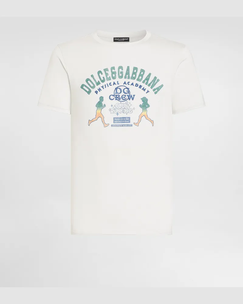 Dolce & Gabbana Cotton T-shirt With Print And Embroidery - Mann T-shirts Und Polos Grau Grey