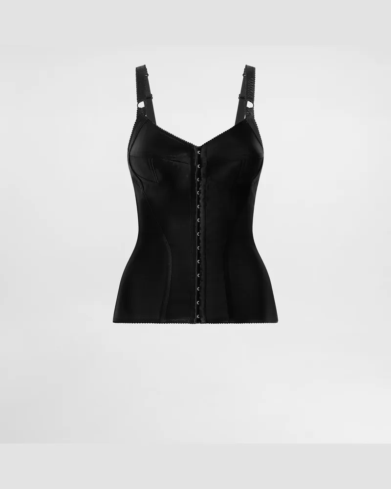 Dolce & Gabbana Bustier-top Aus Elastischem Satin - Frau Blusen Und Tops Schwarz Schwarz