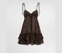 Kurzes Kleid Aus Chiffon Mit Röschen-print - Frau Kleider Mehrfarbig