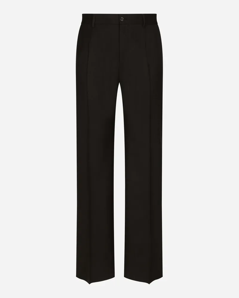 Dolce & Gabbana Twillhose Mit Weitem Bein Wollstretch - Mann Hosen Und Shorts Schwarz Wolle Schwarz