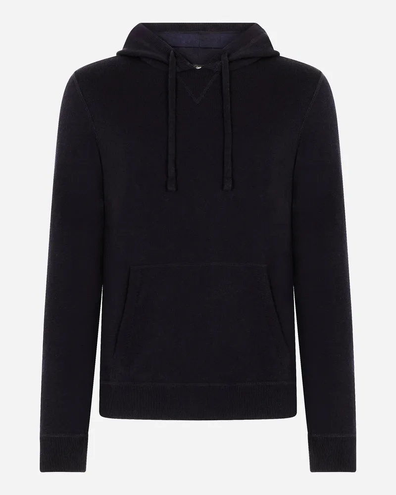 Dolce & Gabbana Hooded Cashmere Pullover - Mann Strickwaren Blau Blau