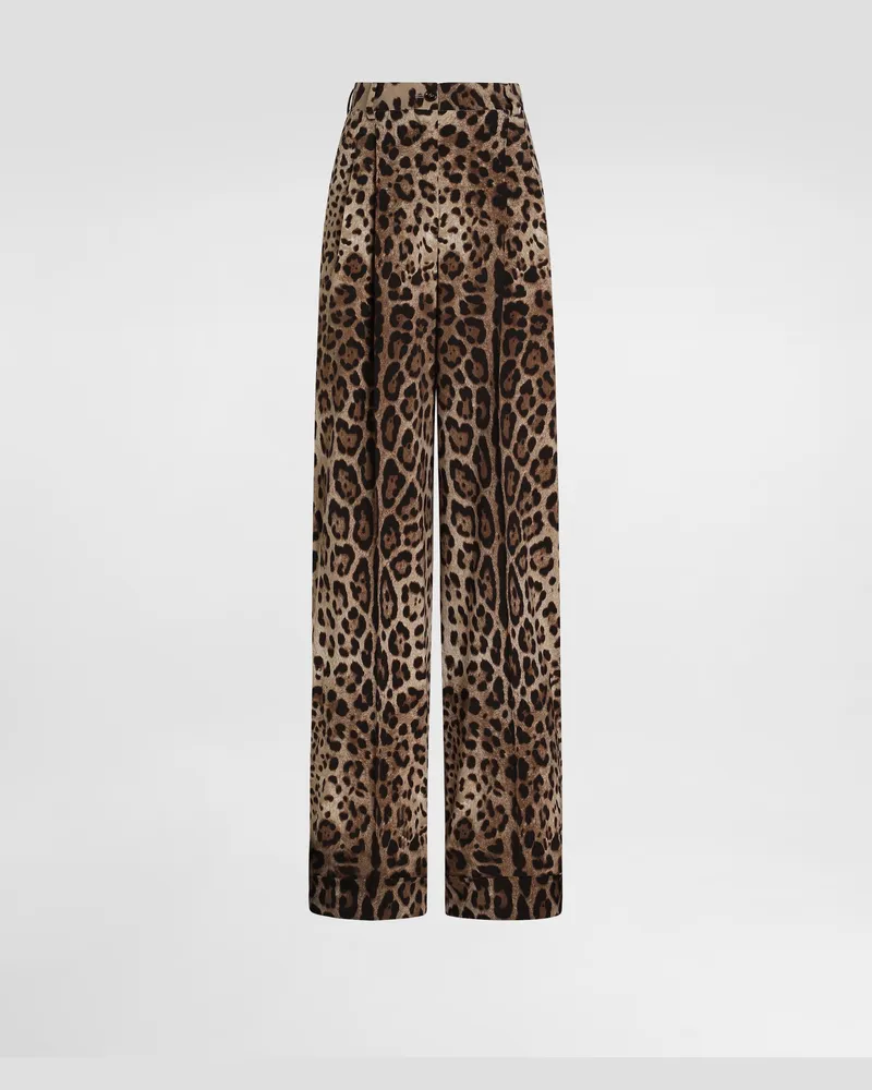Dolce & Gabbana Hose Aus Wolle Mit Leo-print - Frau Hosen Und Shorts Animalprint Print