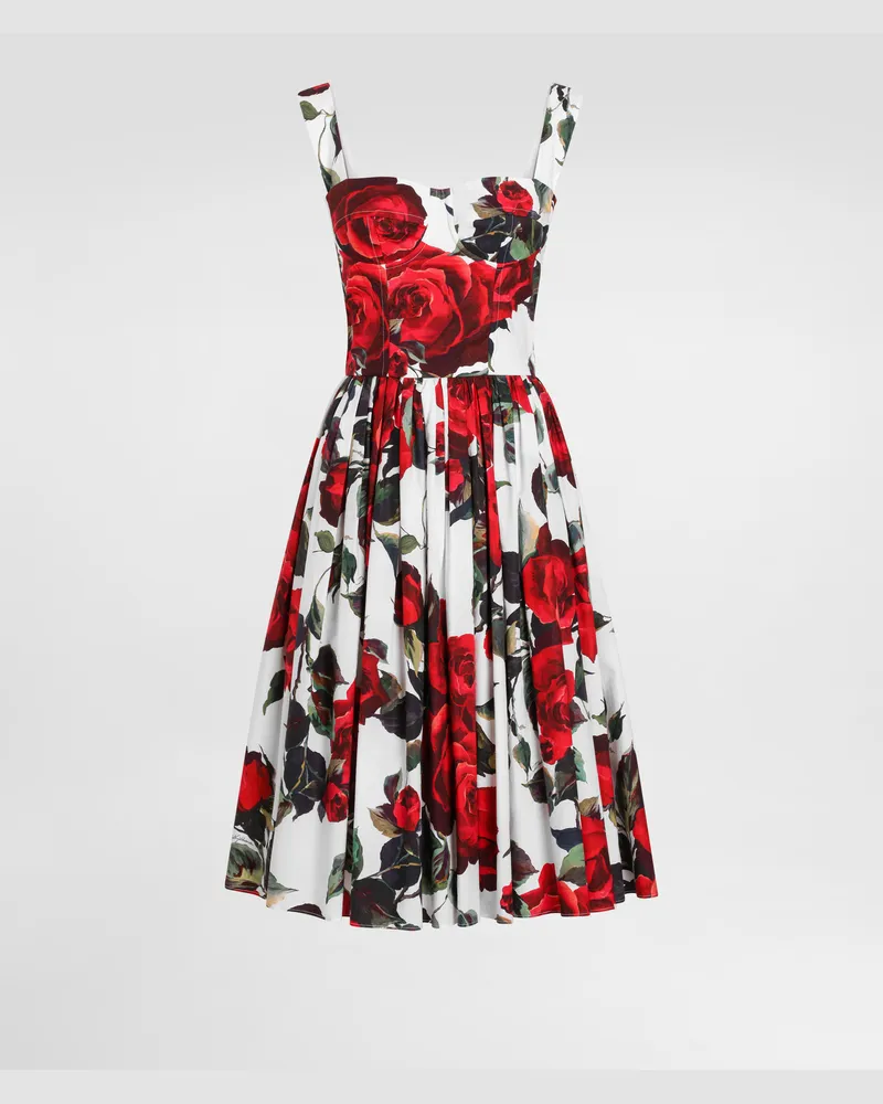 Dolce & Gabbana Longuette-bustierkleid Rosenprint - Frau Kleider Drucken Drucken