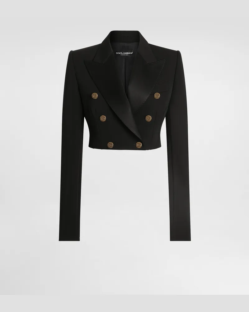 Dolce & Gabbana Zweireihige Jacke Aus Wollgabardine - Frau Blazer Schwarz Schwarz
