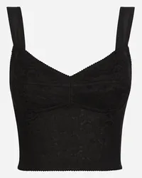 Dolce & Gabbana Shaper corset bustier top in jacquard and lace Schwarz