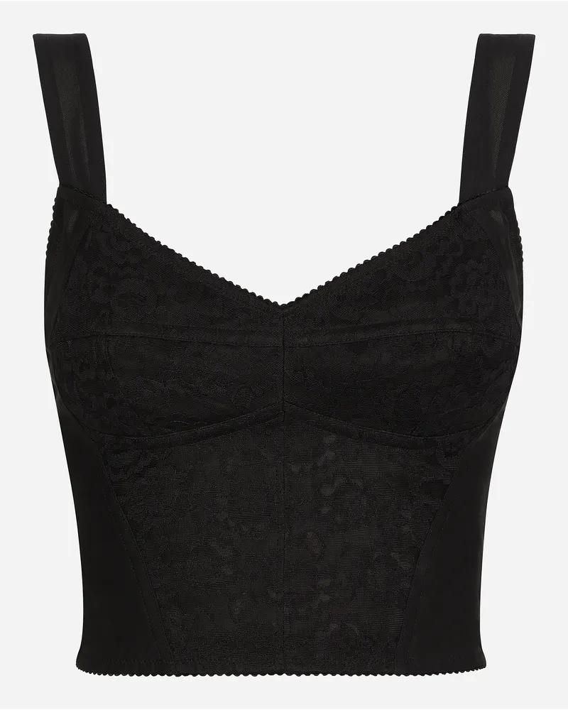 Dolce & Gabbana Shaper corset bustier top in jacquard and lace Schwarz