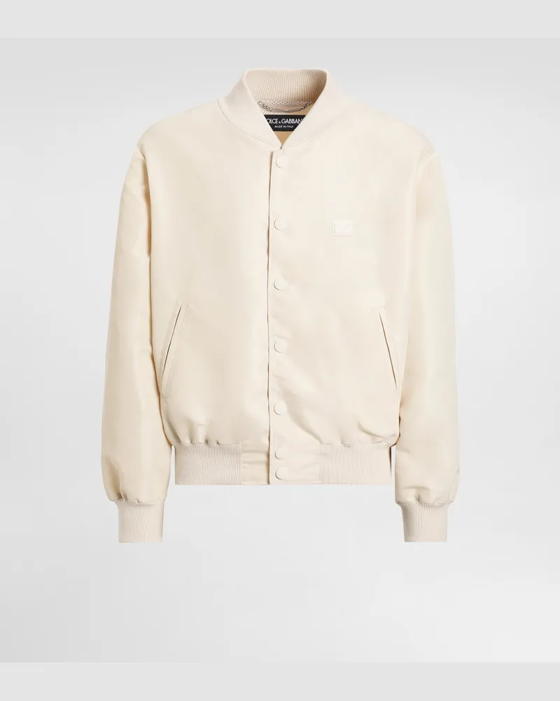 Dolce & Gabbana Bomberjacke Aus Technischem Gewebe Mit Plakette - Mann Mäntel Und Jacken Wei Weiss
