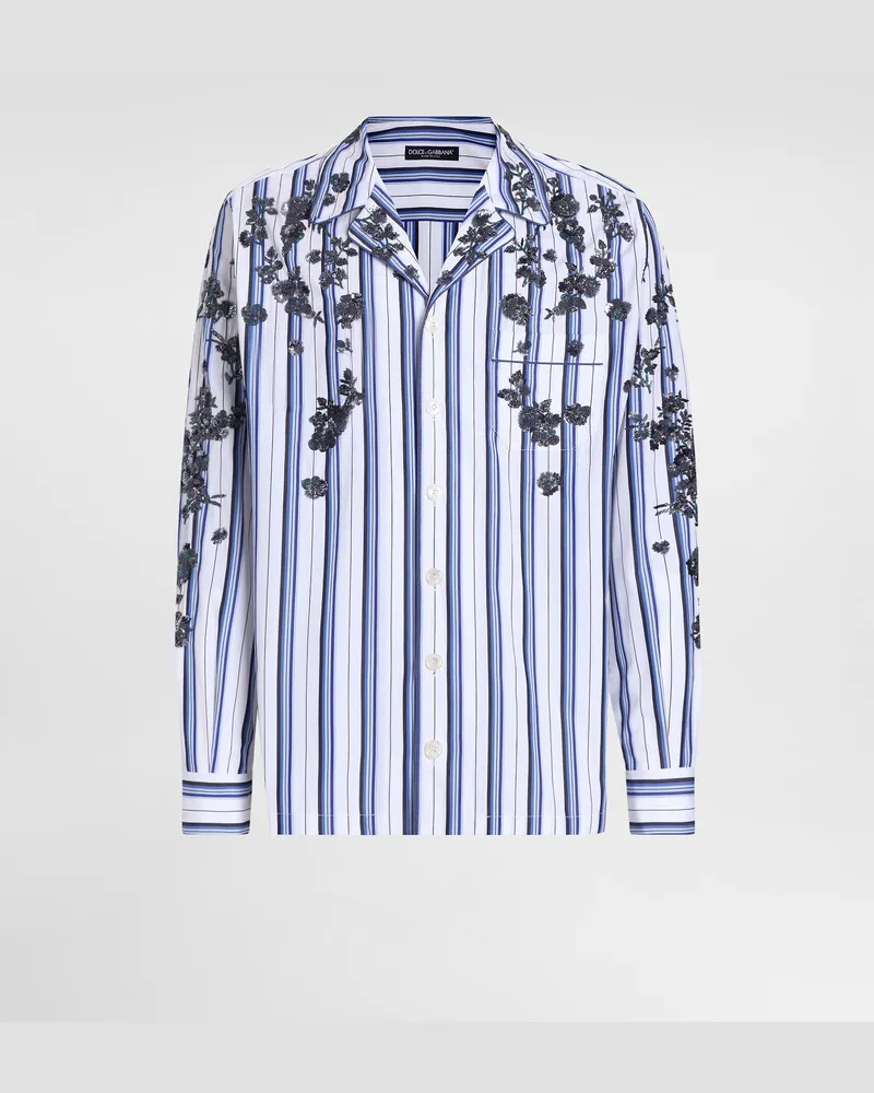 Dolce & Gabbana Cotton And Silk Vanity Shirt With Embroidery - Mann Hemden Mehrfarbig Mehrfarbig