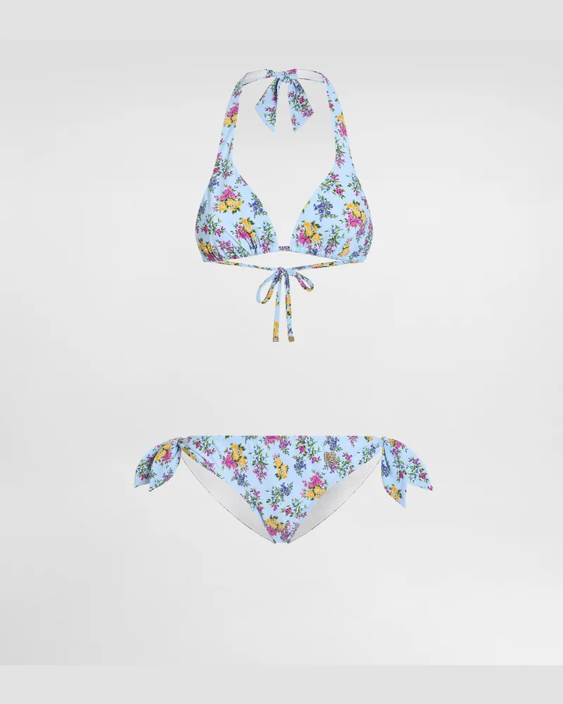 Dolce & Gabbana Small Floral-print Sliding Triangle Bikini - Frau Bademode Multicolor Multicolor