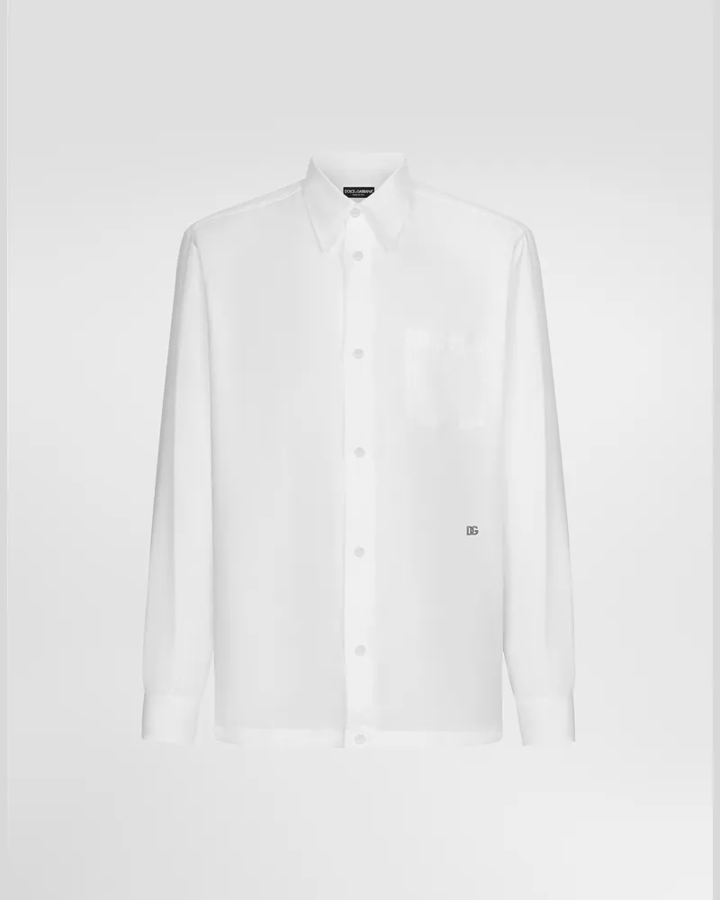 Dolce & Gabbana Hawaiihemd Aus Leinen Mit Dg Hardware - Mann Hemden Wei� Leinen Weiss