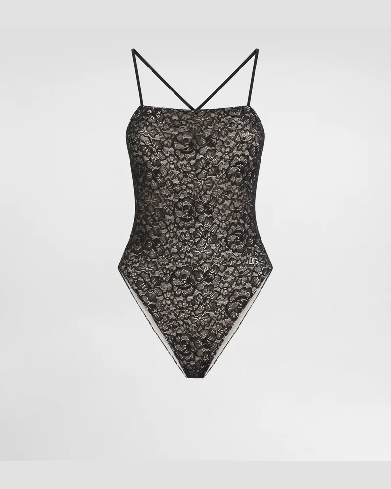 Dolce & Gabbana Badeanzug Aus Spitze - Frau Bademode Schwarz Schwarz