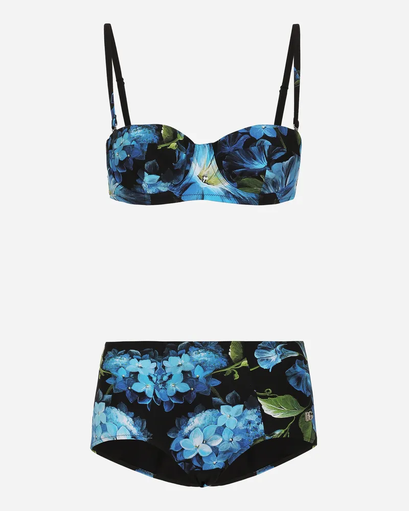 Dolce & Gabbana Balconette-bikini Mit Panty Glockenblumen-print - Frau Bademode Print Print